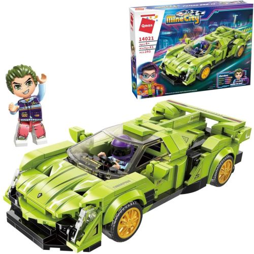 конструктор qman серия minecity гоночная машина зеленая 292 детали Конструктор Qman серия MineCity Гоночная машина зеленая 292 детали