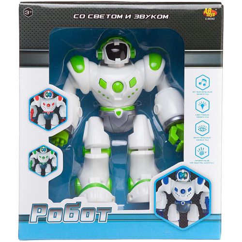 Робот ABtoys, световые и звуковые эффекты, бело-зеленый фото 5