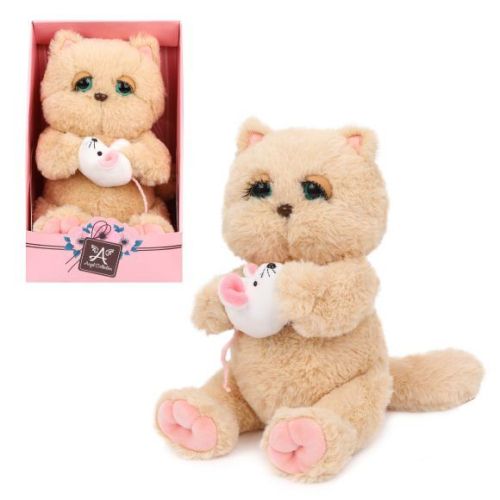 Мягкая игрушка Fluffy Family Киска Персик с мышкой, 30 см