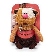 Мягкая игрушка BUDI BASA Кофейные коты. Кот Фраппе Счастье в моменте 19 см