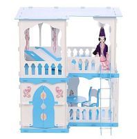 Домик для кукол Krasatoys Дом Алсу бело-голубой с мебелью