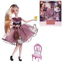 Кукла ABtoys "Королевский прием" с диадемой в розовом блестящем платье с воздушной юбкой, светлые волосы 30см