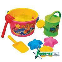Набор для песка №27(ведро развивайка, сито, грабли, совочек, формочки 3шт., лейка малая) 30х16х14 см