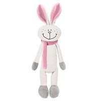 Мягкая игрушка Белый Зайка в шарфике 33 см