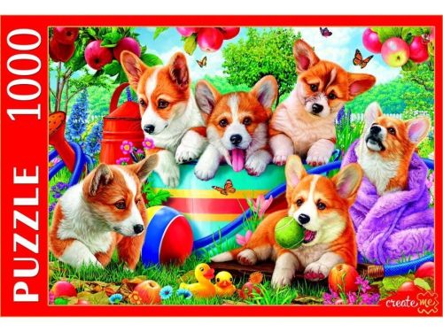 пазлы 1000 щенки корги в саду Пазлы 1000 Щенки корги в саду