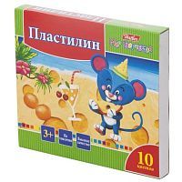 Пластилин 10 цв. Ушастики 200гр со стеком