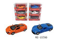 Машинка металлическая Abtoys АвтоСити 1:36 Спортивная инерционная с открывающими передними дверцами 6 видов свет звук