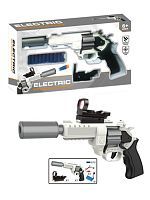 Пистолет с прицелом, в комплекте: мягкие пули 10шт., аккумулятор, USB шнур, тестовые элементы питания AG3/LR41*3шт., коробка