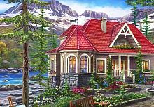 Алмазная мозаика Дом у горной реки, 17х22 см, 18 цв, полн. заполнение, с подр.