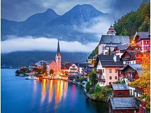 Алмазная мозаика Деревушка в горах, 30х40 см, 30 цв., частич. заполнение, с подр.