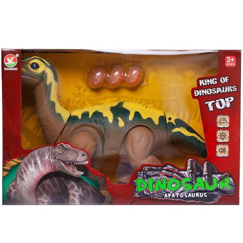 Динозавр Junfa Апатозавр, электромеханический, откладывает яйца, свет, звук, коричневый фото 5