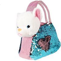 Котенок 19см в сумочке с пайетками