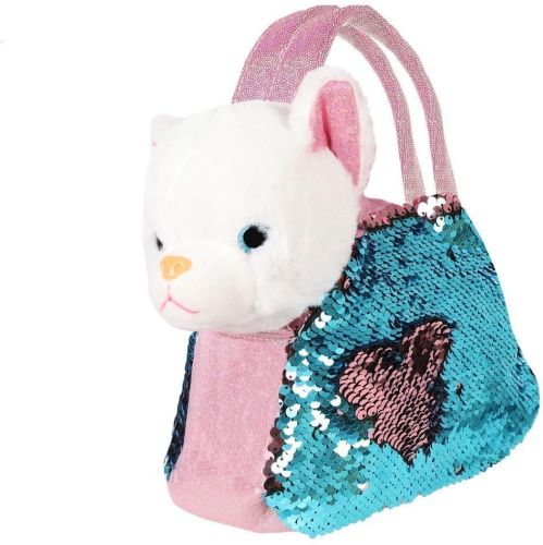 Котенок 19см в сумочке с пайетками