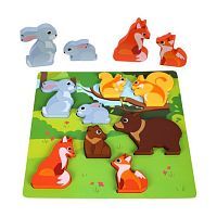 Вкладыши-фигурки "Кто чей малыш. Лесные животные": 8 эл, 20 см