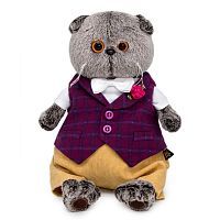 Басик в бордовом жилете с розочкой 25 см