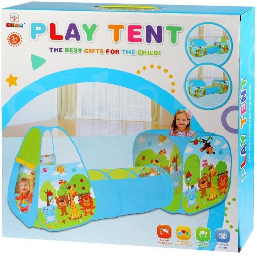 Палатка Наша игрушка Комплекс 2 палатки с туннелем Животные 200557032, голубой фото 3