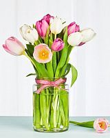 Алмазная мозаика Нежные тюльпаны, 17х22 см, 18 цв, полн. заполнение, с подр.