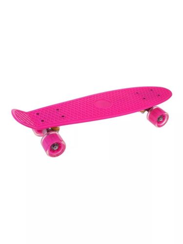 Скейтборд пластик 56 см колеса PU со светом крепления алюминий розовый 636146 фото 2