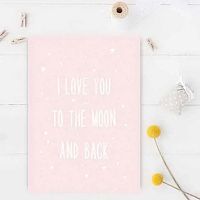 Интерьерный дизайнерский постер "Люблю тебя до луны и обратно!" (размер А4)