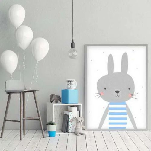 интерьерный дизайнерский постер "зайка в тельняшке" (размер а4) Интерьерный дизайнерский постер "Зайка в тельняшке" (размер А4)