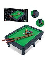 Настольная игра Бильярд, в компл. стол 66,5х38х13,5 см., кий 2шт., шары 16 шт., уголок.