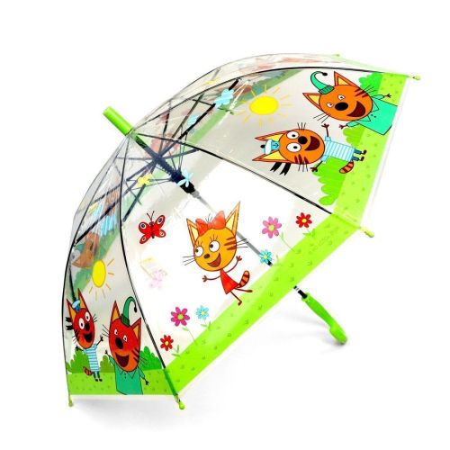 Зонт детский Три Кота, полуавтомат, прозрачный