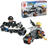 Конструктор Qman серия MineCity Противостояние на мотоциклах: полицейский против преступника 142 детали
