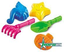 Набор для песка N2 (Совок большой 026, грабли большие 027, 3 формочки 028) 14х22х9 см