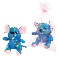 Мышка синяя, 13 см в подарочном мешочке