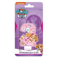 Свеча для торта ND Play Щенячий патруль, цифра 2 с героем для девочек, парафиновая