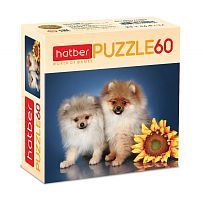 Пазл Hatber Щенки и подсолнух 60 элементов А5 формат 230х165мм