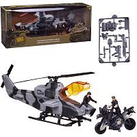 Игровой набор Abtoys Боевая сила Военная техника: вертолет, мотоцикл, 2 фигурки солдат