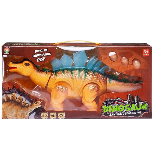 Динозавр Junfa Стегозавр, электромеханический, откладывает яйца, свет, звук фото 7