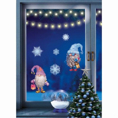 наклейки новогодние на окна гномики новогодние, а4 Наклейки новогодние на окна Гномики Новогодние, А4