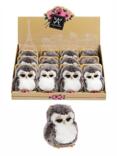 Сова с ресничками корич. 14 см, дисплей