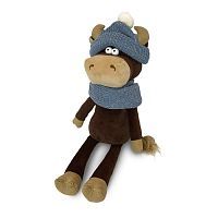 Мягкая Игрушка , Бычок Василий в Шарфе и Шапке, 23см
