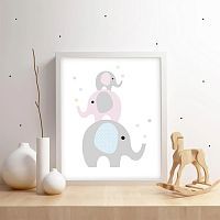 Интерьерный дизайнерский постер "Слоники" (размер А4)