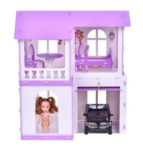 Домик для кукол Дом Алиса бело-сиреневый с мебелью