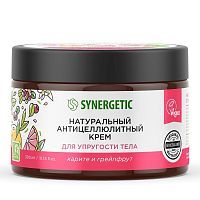 SYNERGETIC Натуральный крем для тела "Карите и грейпфрут", антицеллюлитный для упругости тела 300 мл