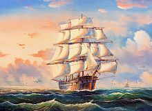 Алмазная мозаика Путешествие по морю 30х40 см, 32 цв., полн. заполнение, c подр.