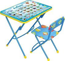 Комплект Nika стол + стул Азбука КУ1/9 60x45 см синий