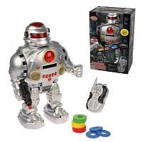 Робот р/у Защитник планеты, свет, звук, рус.озвуч., стреляет, в комплекте: м/диски 12шт., эл.пит.АА*6шт.не вх.в комплект