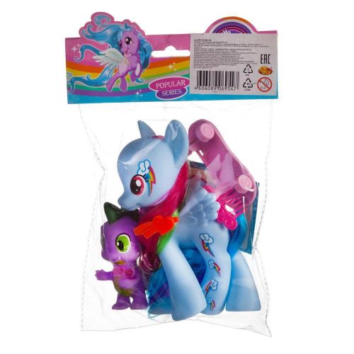 Пони с малышом дракончиком, скейтбордом и аксессуарами фото 4