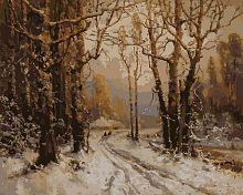 Картина по номерам на холсте Дорога в зимнем лесу 40 х 50 см