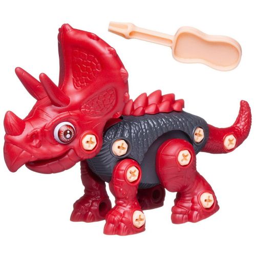 Конструктор Junfa Динозаврик 20х16 см с отверткой красный WZ-13907 фото 7