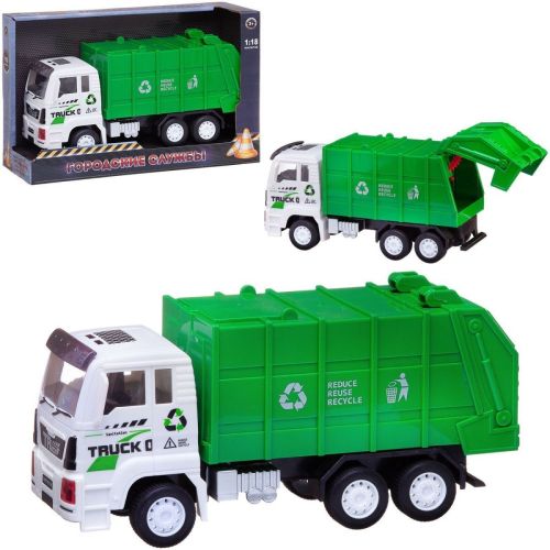 машинка abtoys спецтехника мусоровоз, инерционная 1:18 Машинка Abtoys Спецтехника Мусоровоз, инерционная 1:18