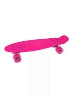 Скейтборд пластик 56 см колеса PU со светом крепления алюминий розовый 636146