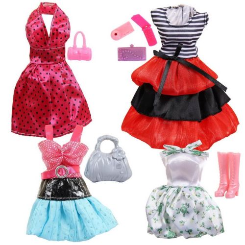 Одежда и аксессуары для куклы высотой 29 см 2 шт в ассортименте (4 наряда, обувь, 2 сумочки) фото 4