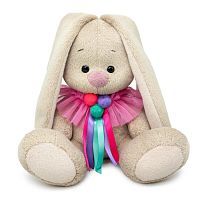 Зайка Ми в воротнике с помпонами и лентами 15 см