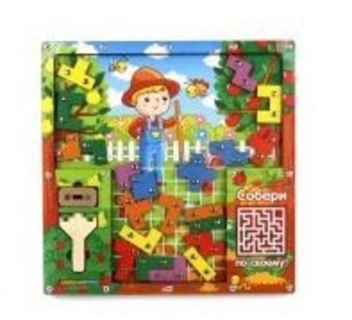 Головоломка Woodland Тетрис магнитный. Огород (065301) разноцветный